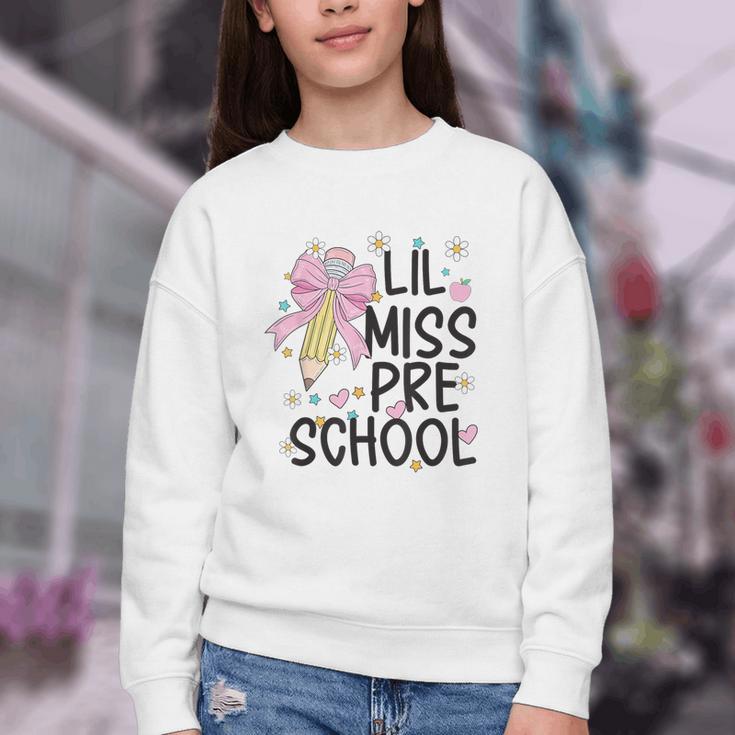 Preschool Little Miss Back To School Girls Kids Preschool Youth Crewneck Sweatshirt