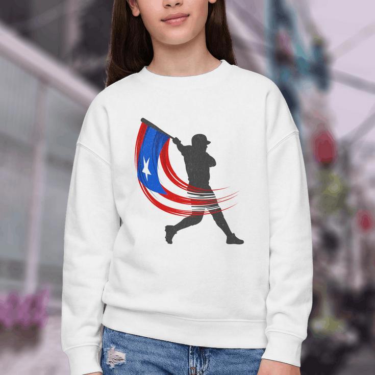 Puerto Rico Baseball Flag Player Boricua Heritage Sports Youth Crewneck Sweatshirt Puerto Rico Baseball Flag Player Boricua Heritage Sports Youth Crewneck Sweatshirt