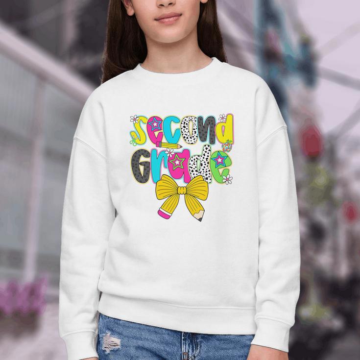 Second Grade Coquette Bow First Day Of School Back To School Performance Youth Crewneck Sweatshirt