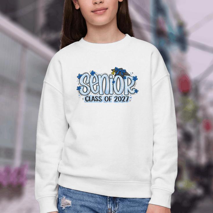 Senior 2027 Blue Girls Class Of 27 Back To School Youth Crewneck Sweatshirt Senior 2027 Blue Girls Class Of 27 Back To School Youth Crewneck Sweatshirt