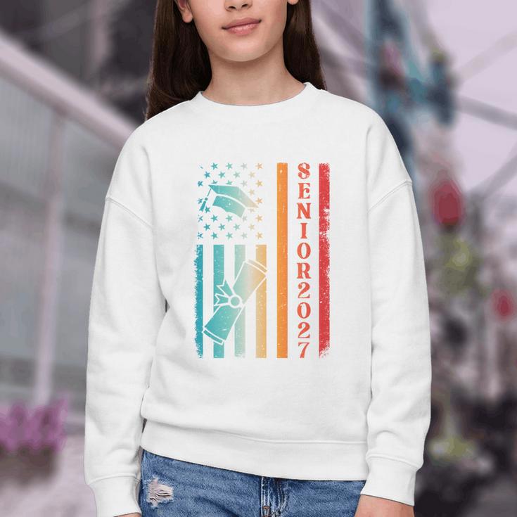Senior 2027 Class Of 2027 Graduation USA Flag Back To School Performance Youth Crewneck Sweatshirt