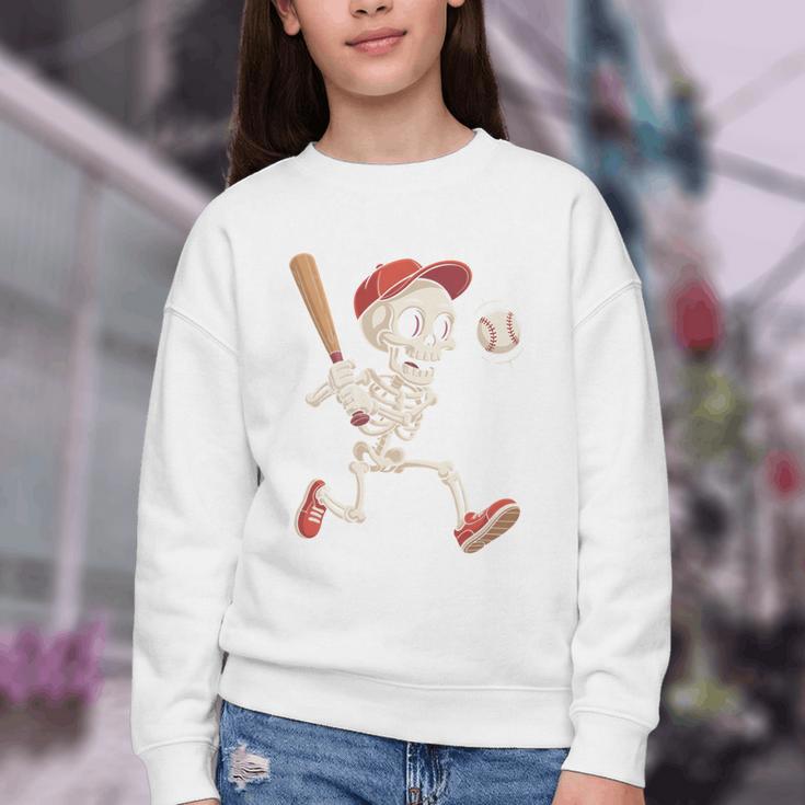 Skeleton Batting Baseball Halloween Boys Men Kids Youth Crewneck Sweatshirt Skeleton Batting Baseball Halloween Boys Men Kids Youth Crewneck Sweatshirt