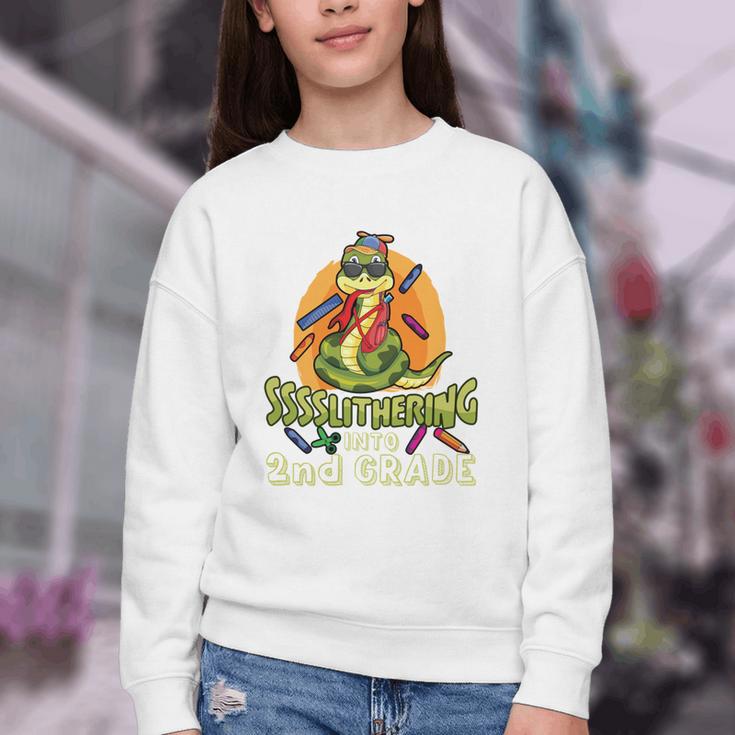 Slithering Into 2nd Grade First Day Back To School Snake Performance Youth Crewneck Sweatshirt Slithering Into 2nd Grade First Day Back To School Snake Performance Youth Crewneck Sweatshirt