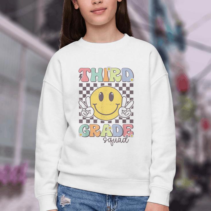 Third Grade Squad Smile Face 3rd Grade Back To School Youth Crewneck Sweatshirt