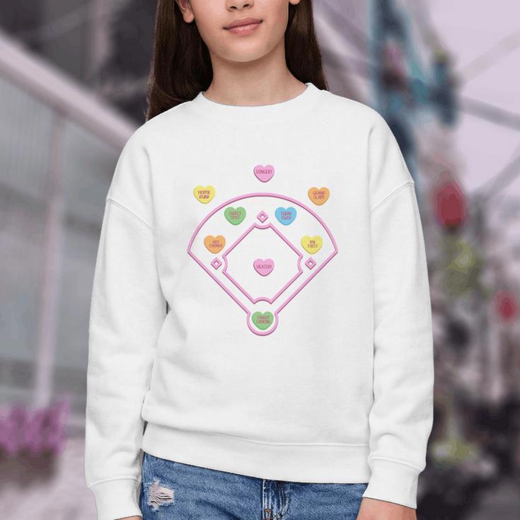 Valentine Heart Love Cute Baseball Softball Lover Sayings Youth Crewneck Sweatshirt Valentine Heart Love Cute Baseball Softball Lover Sayings Youth Crewneck Sweatshirt