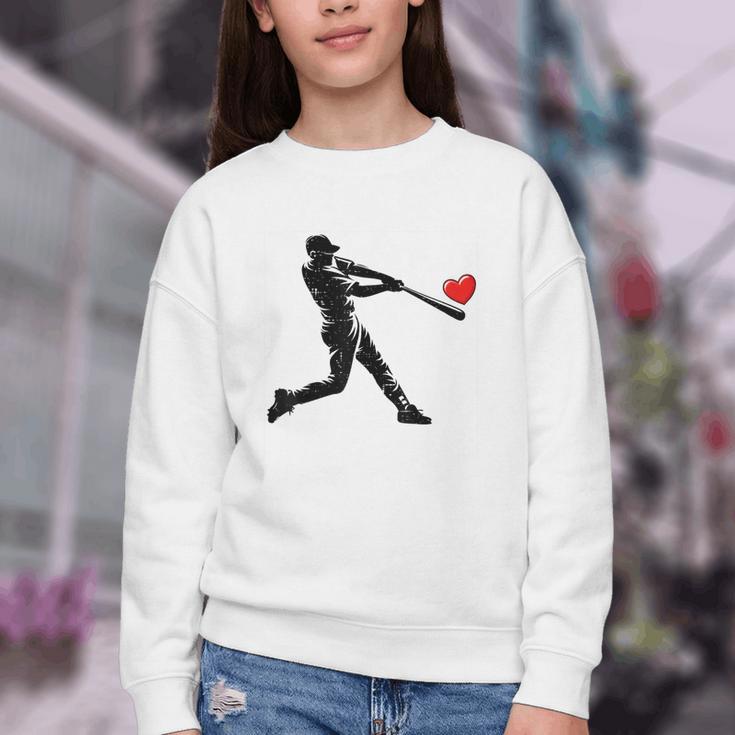 Valentines Day Baseball Batter Silhouette Heart Men Boys Kid Youth Crewneck Sweatshirt Valentines Day Baseball Batter Silhouette Heart Men Boys Kid Youth Crewneck Sweatshirt