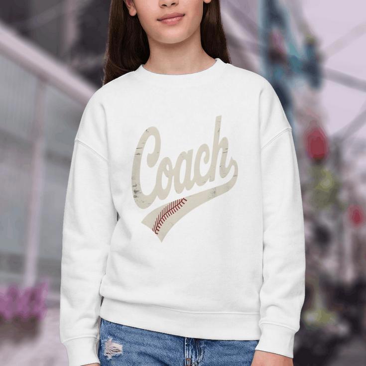 Vintage Baseball Coach Youth Crewneck Sweatshirt