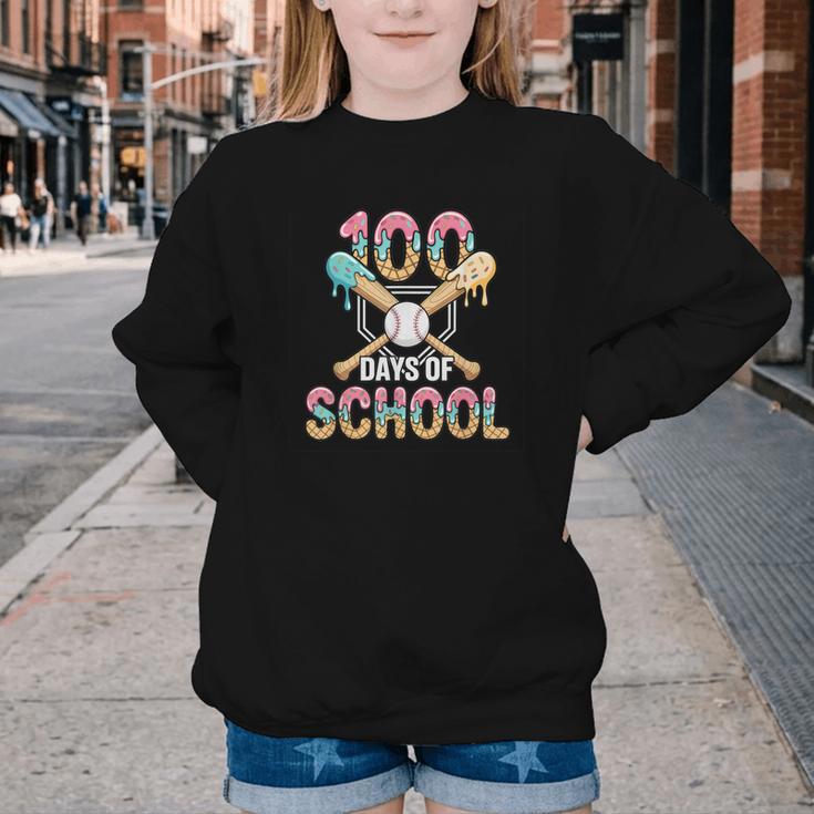 100 Days Of School Baseball 100th Day Of School Youth Crewneck Sweatshirt 100 Days Of School Baseball 100th Day Of School Youth Crewneck Sweatshirt