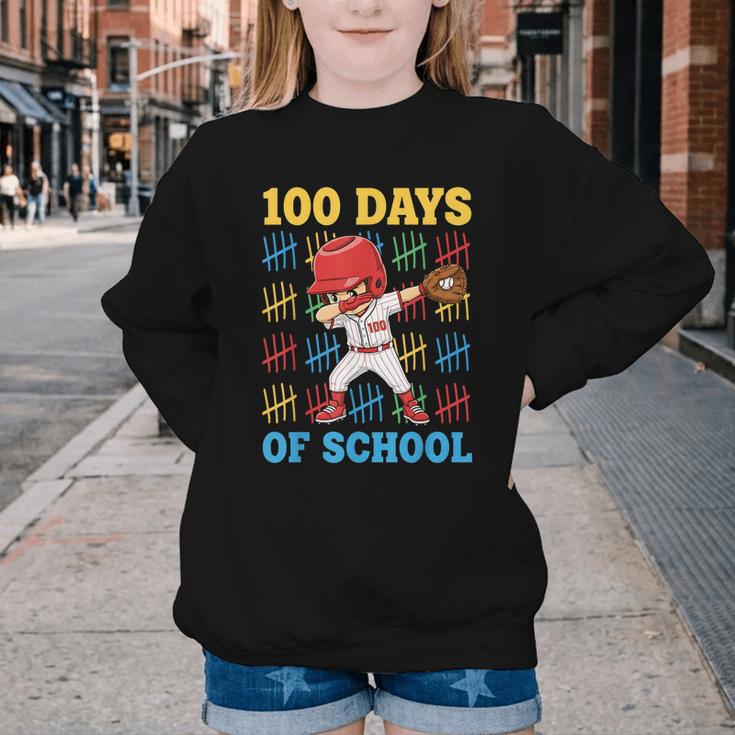 100 Days Of School Baseball Bat 100th Day Of School Boys Youth Crewneck Sweatshirt 100 Days Of School Baseball Bat 100th Day Of School Boys Youth Crewneck Sweatshirt