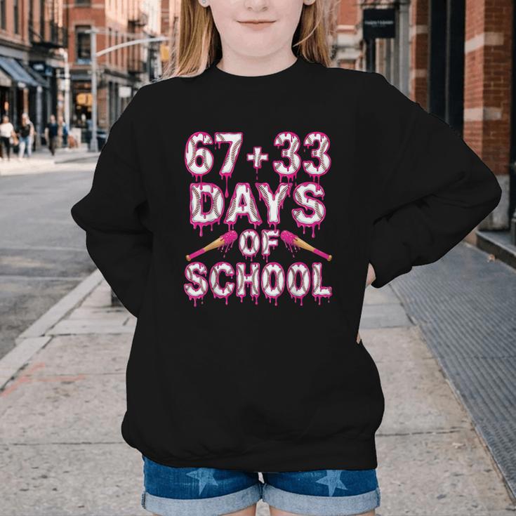 100 Days Of School Baseball Boys Six Seven Drip 100th Day Youth Crewneck Sweatshirt 100 Days Of School Baseball Boys Six Seven Drip 100th Day Youth Crewneck Sweatshirt