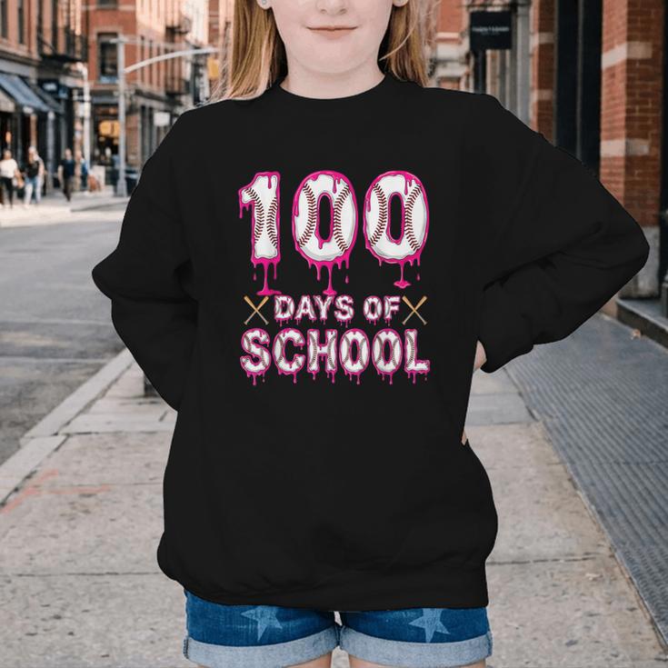 100 Days Of School Baseball Ice Cream Drip 100th Day Boys Youth Crewneck Sweatshirt 100 Days Of School Baseball Ice Cream Drip 100th Day Boys Youth Crewneck Sweatshirt
