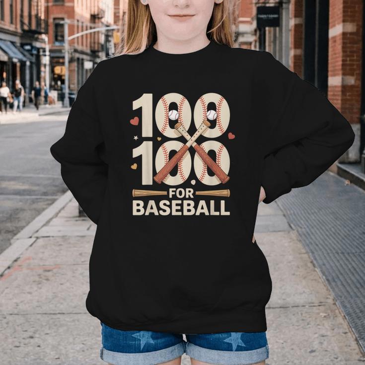 100 Days Of School Baseball Love Valentine’s Day Men Women Youth Crewneck Sweatshirt