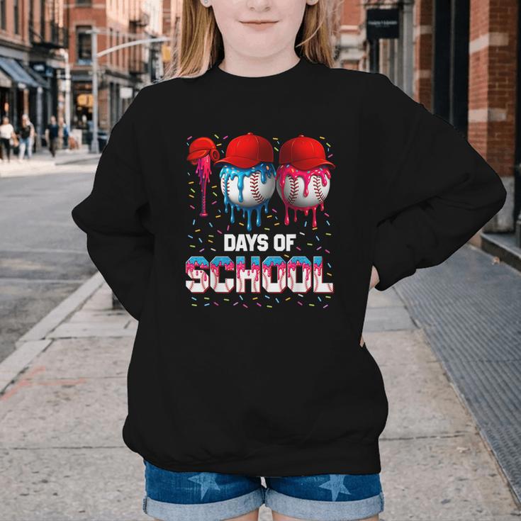 100 Days Of School Dripping Baseball 100th Day Teacher Boy Youth Crewneck Sweatshirt