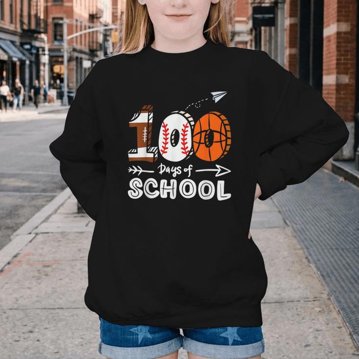 100th Day Of School Basketball Baseball Football Kids Boys Youth Crewneck Sweatshirt 100th Day Of School Basketball Baseball Football Kids Boys Youth Crewneck Sweatshirt