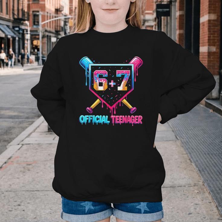 13th Birthday Official Teenager 67 Baseball Drip Boys Youth Crewneck Sweatshirt 13th Birthday Official Teenager 67 Baseball Drip Boys Youth Crewneck Sweatshirt