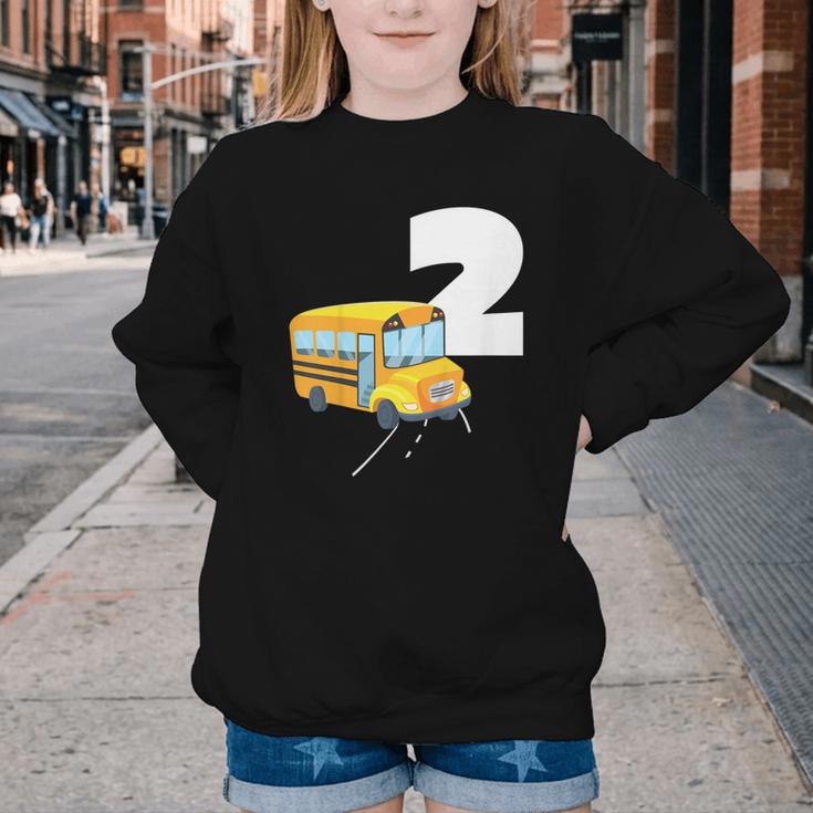 2nd Birthday School Bus Kids Back To School Themes Party Youth Crewneck Sweatshirt 2nd Birthday School Bus Kids Back To School Themes Party Youth Crewneck Sweatshirt