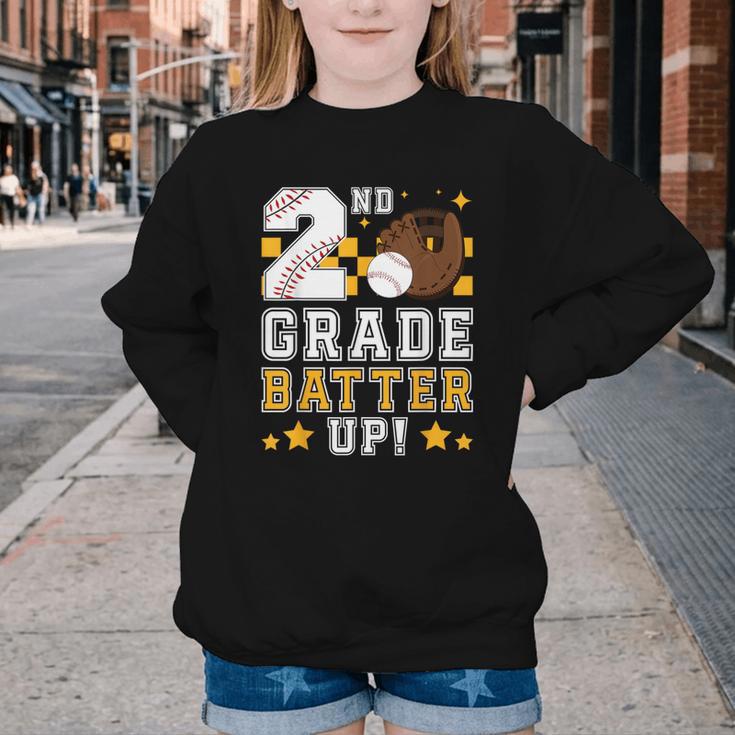 2nd Grade Batter Up Baseball First Day Back To School Youth Crewneck Sweatshirt 2nd Grade Batter Up Baseball First Day Back To School Youth Crewneck Sweatshirt