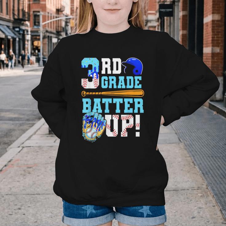 3rd Grade Back To School Baseball Drip Ice Cream Batter Up Youth Crewneck Sweatshirt 3rd Grade Back To School Baseball Drip Ice Cream Batter Up Youth Crewneck Sweatshirt