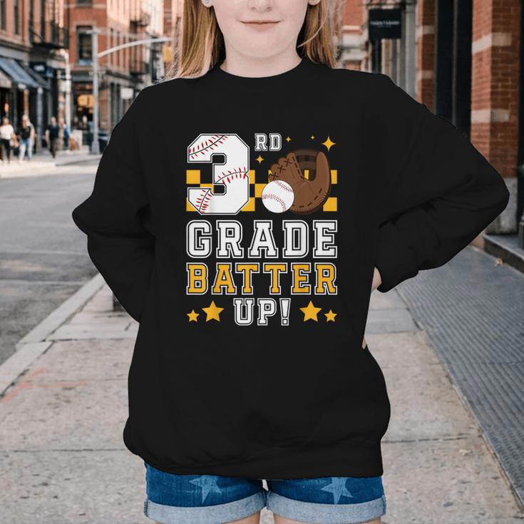 3rd Grade Batter Up Baseball First Day Back To School Youth Crewneck Sweatshirt 3rd Grade Batter Up Baseball First Day Back To School Youth Crewneck Sweatshirt
