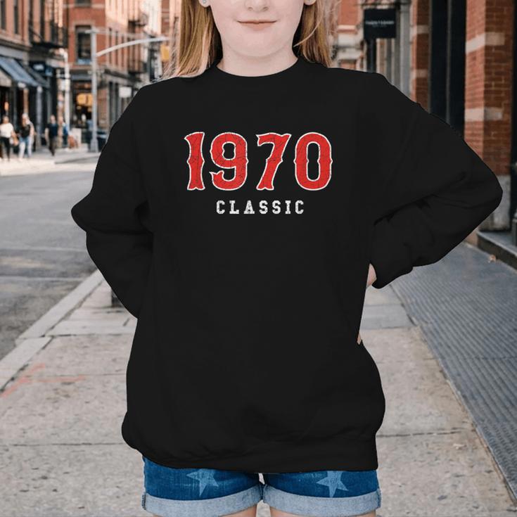55 Year Old 1970 Classic Baseball Fan 55th Birthday Youth Crewneck Sweatshirt