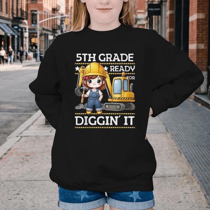 5th Grade Ready For Digging Construction Girl Back To School Youth Crewneck Sweatshirt 5th Grade Ready For Digging Construction Girl Back To School Youth Crewneck Sweatshirt