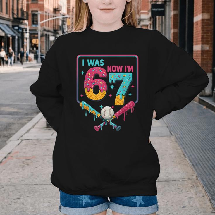I Was 6 Now Im 7 Ice Cream Drip Baseball For Men Women Kids Youth Crewneck Sweatshirt I Was 6 Now Im 7 Ice Cream Drip Baseball For Men Women Kids Youth Crewneck Sweatshirt