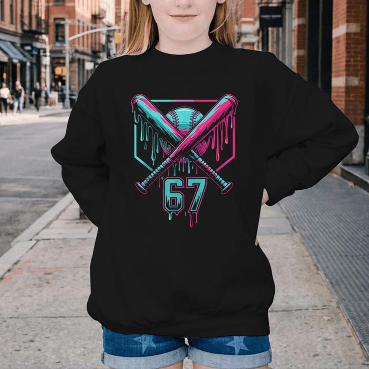 67 Baseball Drip Six Seven Gen Alpha Slag Youth Crewneck Sweatshirt