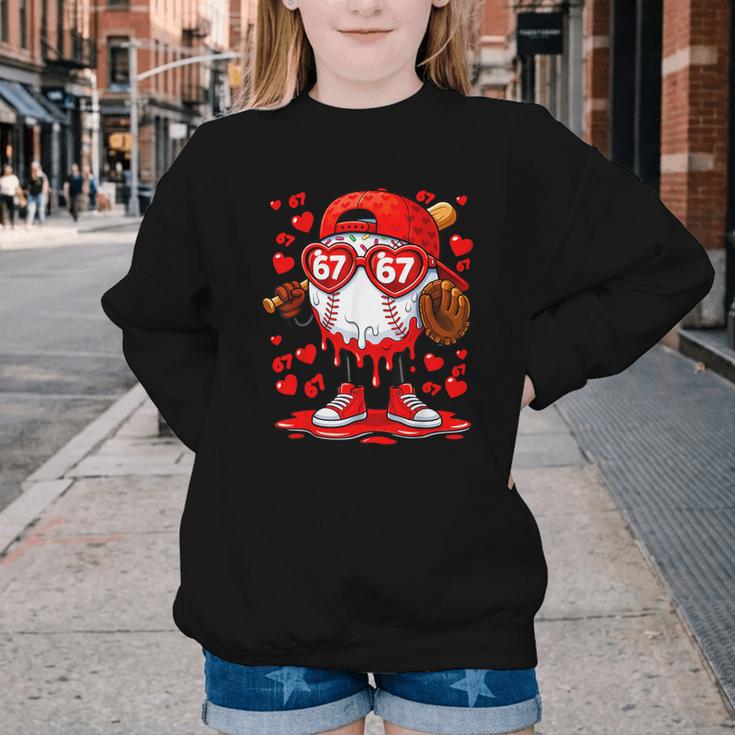 67 Baseball Drip Valentine's Day Youth Crewneck Sweatshirt 67 Baseball Drip Valentine's Day Youth Crewneck Sweatshirt