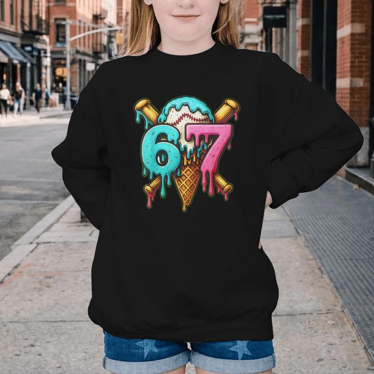 67 Baseball Ice Cream Drip Kids Youth Crewneck Sweatshirt 67 Baseball Ice Cream Drip Kids Youth Crewneck Sweatshirt
