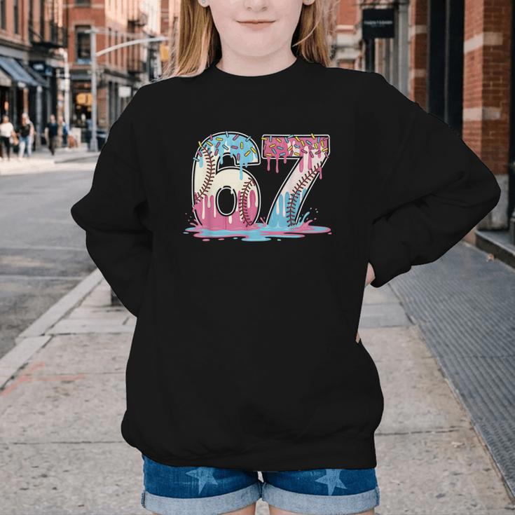 67 Baseball Ice Cream Drip Meme Six Seven Gen Alpha Youth Crewneck Sweatshirt 67 Baseball Ice Cream Drip Meme Six Seven Gen Alpha Youth Crewneck Sweatshirt
