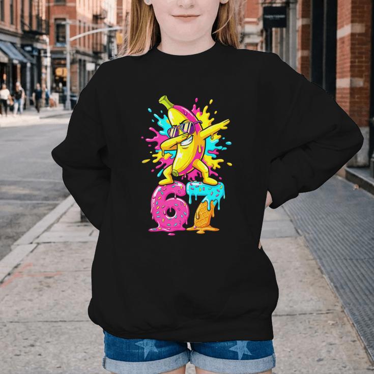 67 Baseball Ice Cream Six Seven Dabbing Banana Youth Crewneck Sweatshirt 67 Baseball Ice Cream Six Seven Dabbing Banana Youth Crewneck Sweatshirt