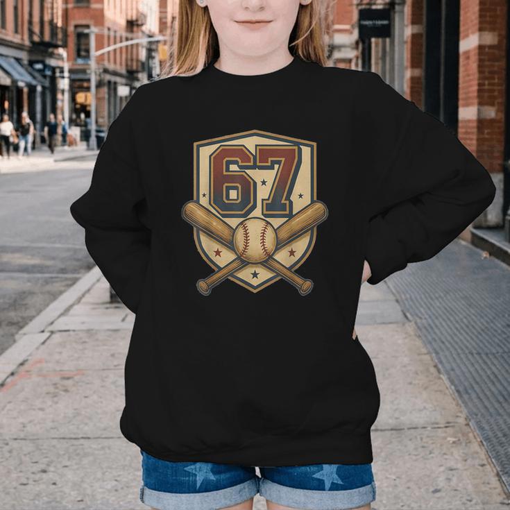 67 Baseball Meme Vintage Sports Crest Retro 67 Player Youth Crewneck Sweatshirt 67 Baseball Meme Vintage Sports Crest Retro 67 Player Youth Crewneck Sweatshirt