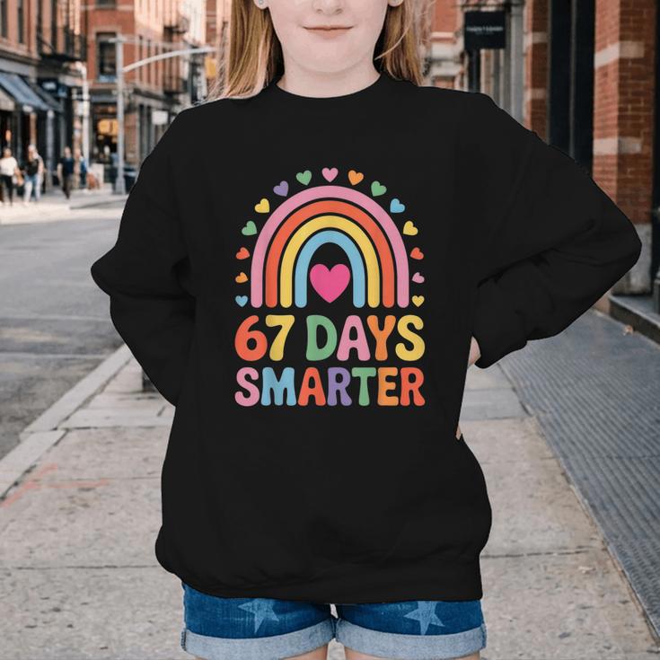 67 Days Smarter Rainbow For Back To School Kids Youth Crewneck Sweatshirt 67 Days Smarter Rainbow For Back To School Kids Youth Crewneck Sweatshirt