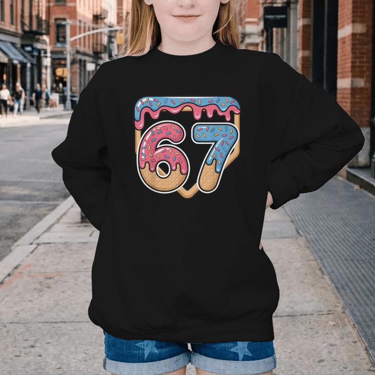 67 Ice Cream Drip Meme Baseball Youth Crewneck Sweatshirt