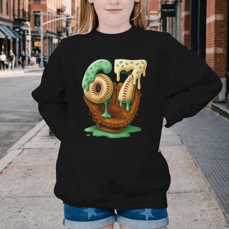 67 Ice Cream Drip Six Seven Baseball Youth Crewneck Sweatshirt