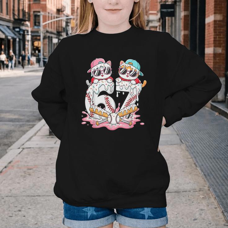 67 Meme Kawaii Cats Baseball Ice Cream Drip 6 7 Kids Youth Crewneck Sweatshirt 67 Meme Kawaii Cats Baseball Ice Cream Drip 6 7 Kids Youth Crewneck Sweatshirt