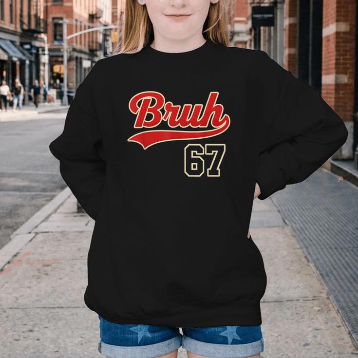 67 Six Seven Bruh Meme Baseball Vintage Style Men Boys Youth Crewneck Sweatshirt