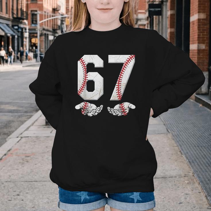 67 Six Seven Number 6 7 Meme Baseball Six Seven For Boys Men Youth Crewneck Sweatshirt 67 Six Seven Number 6 7 Meme Baseball Six Seven For Boys Men Youth Crewneck Sweatshirt