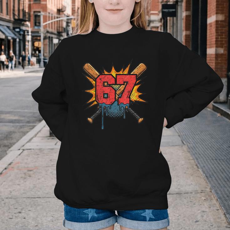 67 Sports Meme – Baseball Bats Number 6 7 Youth Crewneck Sweatshirt 67 Sports Meme – Baseball Bats Number 6 7 Youth Crewneck Sweatshirt