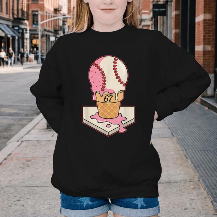 67 Tee Baseball Creamy Dripping Graphic Sixty-Seven Clothes Youth Crewneck Sweatshirt