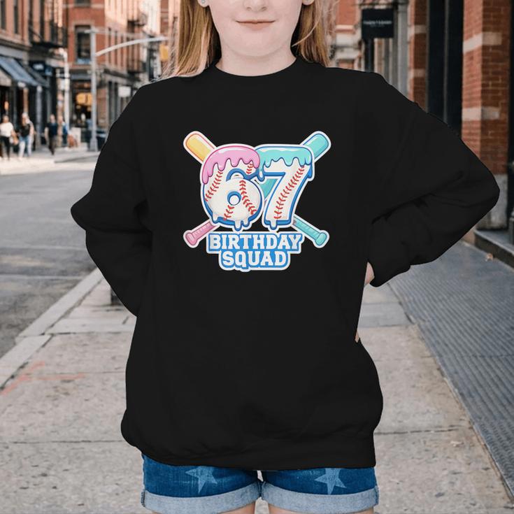 67th Birthday Squad Baseball Ice Cream Drip Birthday Squad Youth Crewneck Sweatshirt 67th Birthday Squad Baseball Ice Cream Drip Birthday Squad Youth Crewneck Sweatshirt