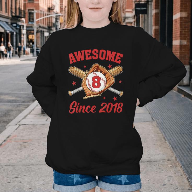 8 Year Old Boys Awesome Since 2018 Baseball Birthday Youth Crewneck Sweatshirt 8 Year Old Boys Awesome Since 2018 Baseball Birthday Youth Crewneck Sweatshirt