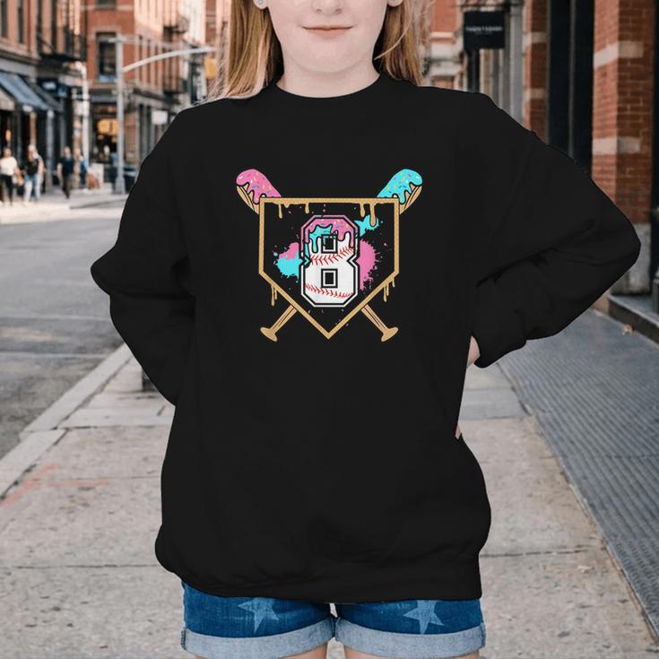 8th Birthday Baseball Bat Ice-Cream Drip 8yrs Old Boys Girls Youth Crewneck Sweatshirt 8th Birthday Baseball Bat Ice-Cream Drip 8yrs Old Boys Girls Youth Crewneck Sweatshirt