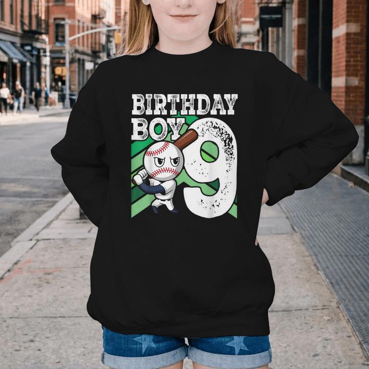 9th Birthday Baseball Birthday Party 9th Birthday Boy Youth Crewneck Sweatshirt 9th Birthday Baseball Birthday Party 9th Birthday Boy Youth Crewneck Sweatshirt