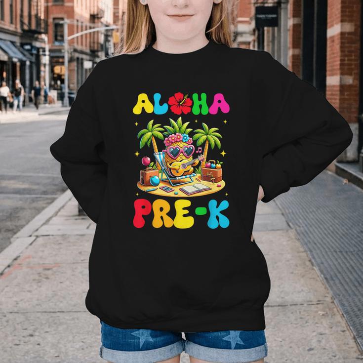 Aloha Pre-K Pineapple Hawaii Back To School Kids Girls Youth Crewneck Sweatshirt