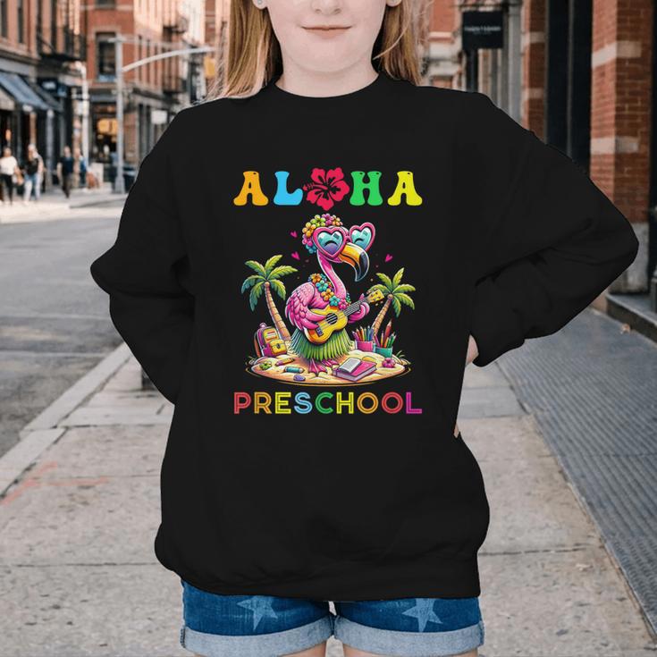 Aloha Preschool Flamingo Hawaii Back To School Kids Girl Youth Crewneck Sweatshirt Aloha Preschool Flamingo Hawaii Back To School Kids Girl Youth Crewneck Sweatshirt