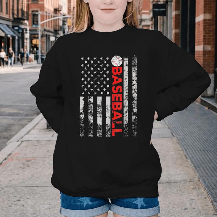 American Flag Baseball Team Baseball Player Baseball Youth Crewneck Sweatshirt American Flag Baseball Team Baseball Player Baseball Youth Crewneck Sweatshirt