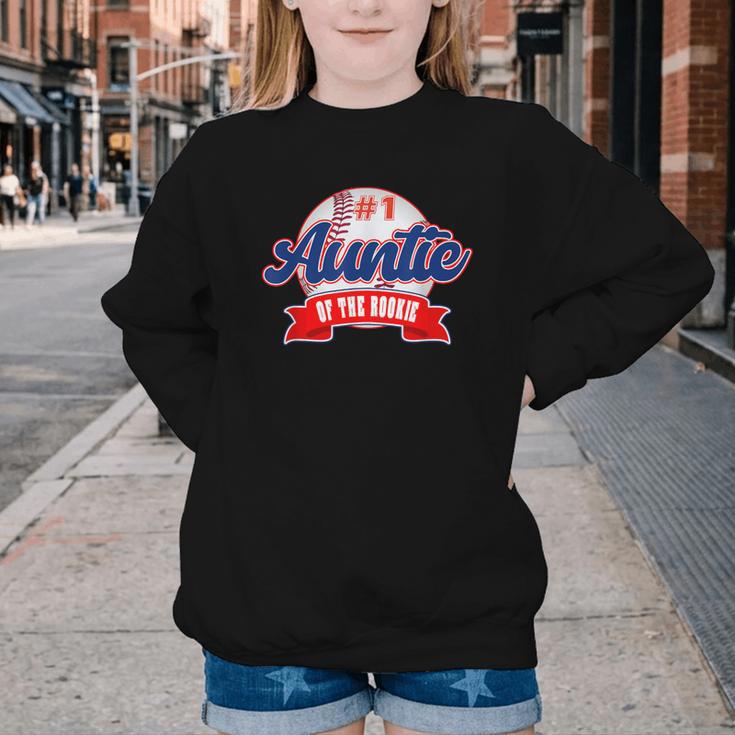 Auntie Rookie Of Year 1st Birthday Baseball Theme Matching Youth Crewneck Sweatshirt Auntie Rookie Of Year 1st Birthday Baseball Theme Matching Youth Crewneck Sweatshirt