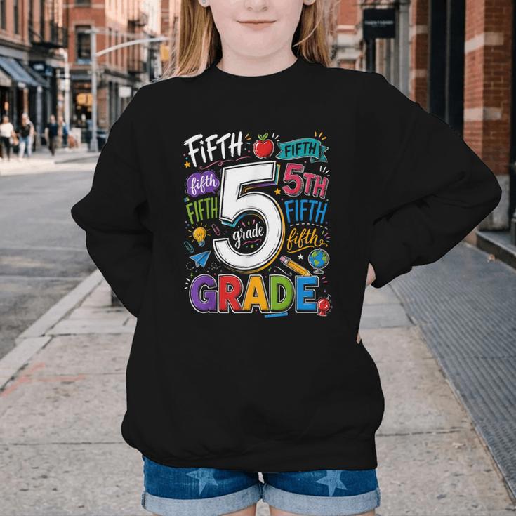 Back To School Fifth 5th Grade Classroom Typography Youth Crewneck Sweatshirt Back To School Fifth 5th Grade Classroom Typography Youth Crewneck Sweatshirt
