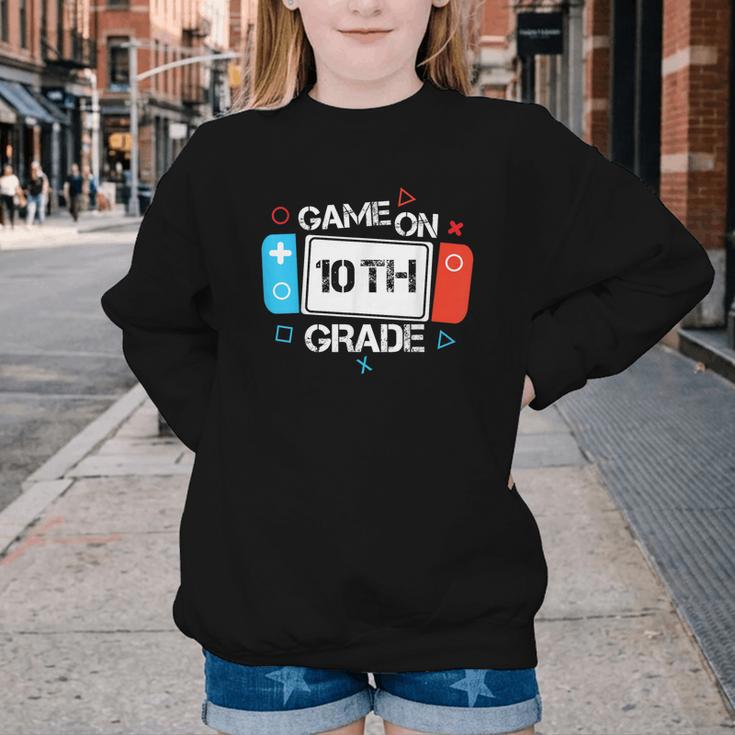 Back To School Game On 10th Grade Gamer Kids Boys Girl Youth Crewneck Sweatshirt